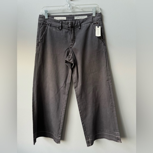 Anthropologie PILCRO Pants HYPHEN CROP WIDE LEG Sable Frayed Hem Stretch - Picture 2 of 4